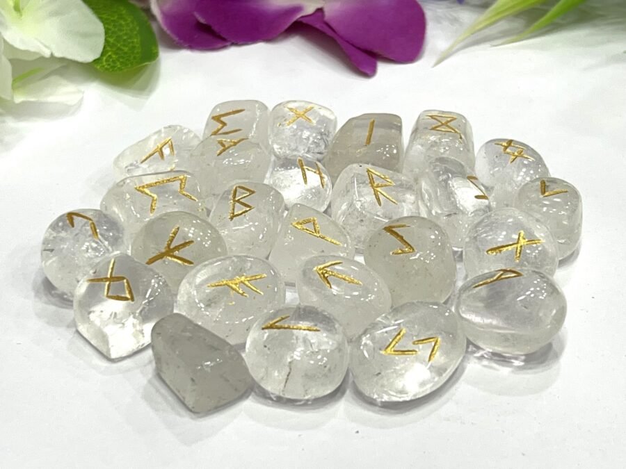 Clear Crystal Quartz Rune Set