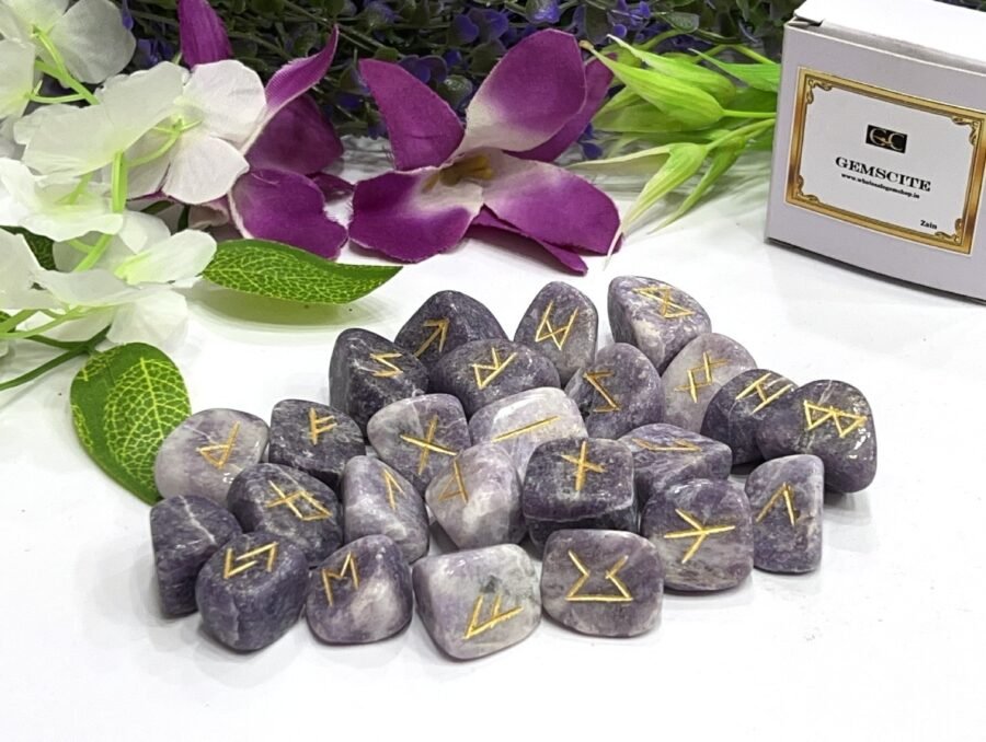 Lepidolite Rune Set