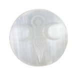 Selenite Round Plate Goddess Moon