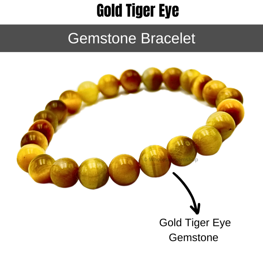 Gold Tiger Eye Single Stone Bracelet - Image 2