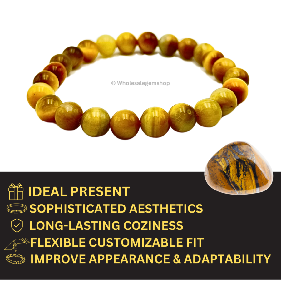Gold Tiger Eye Single Stone Bracelet - Image 4