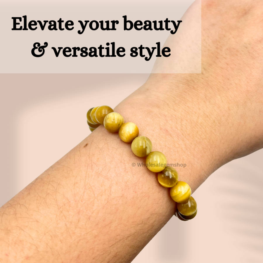 Gold Tiger Eye Single Stone Bracelet - Image 5