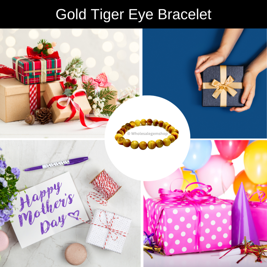 Gold Tiger Eye Single Stone Bracelet - Image 7
