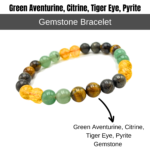 Green Aventurine, Citrine, Tiger Eye, Pyrite Single Stone Bracelet - Image 2