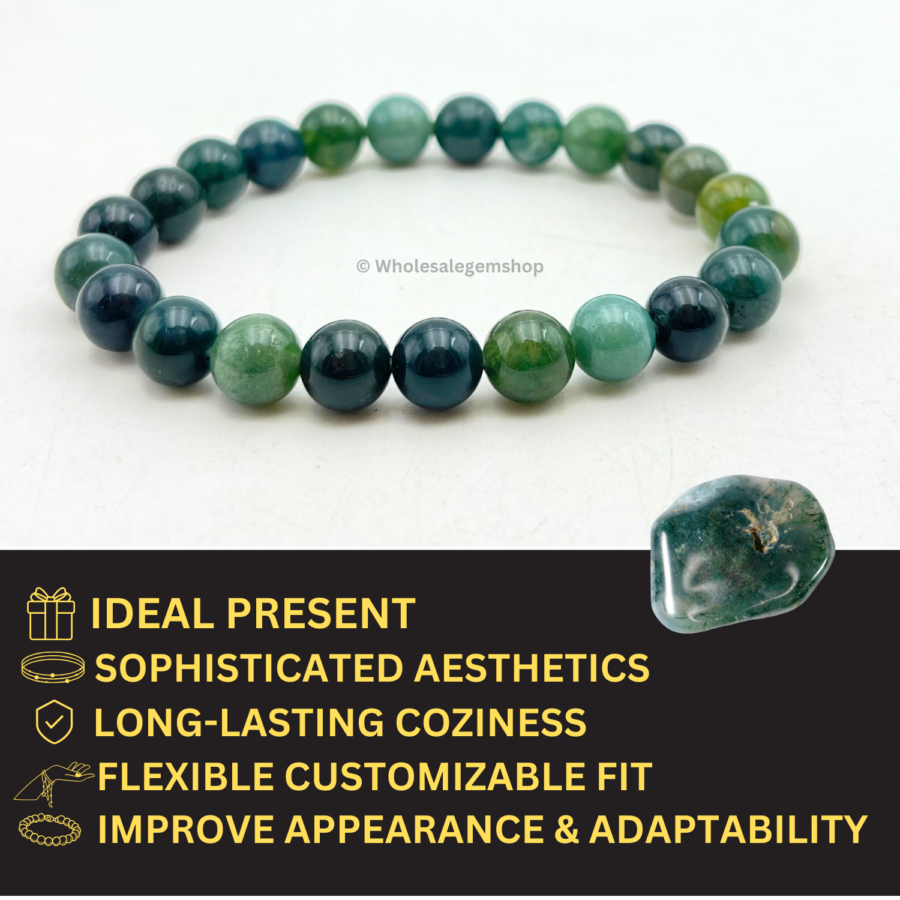 Moss Agate Single Stone Bracelet - Image 4
