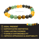 Green Aventurine, Citrine, Tiger Eye, Pyrite Single Stone Bracelet - Image 4