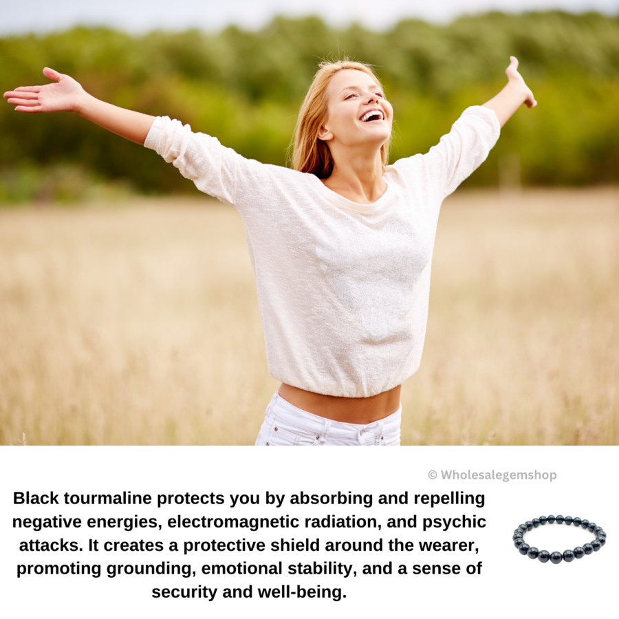 Black Tourmaline Single Stone Bracelet - Image 6