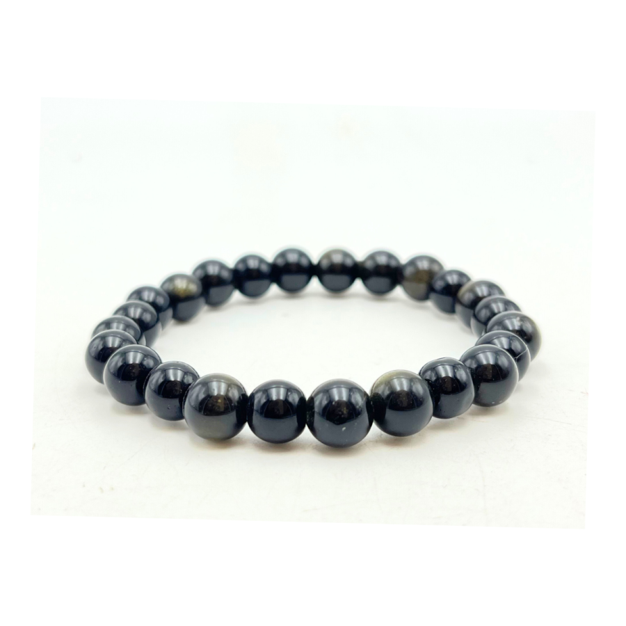 Gold Sheen Obsidian Single Stone Bracelet