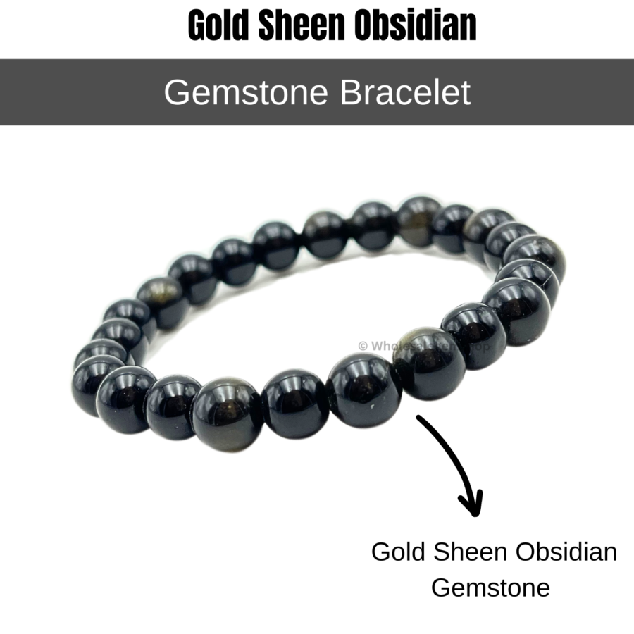 Gold Sheen Obsidian Single Stone Bracelet - Image 2