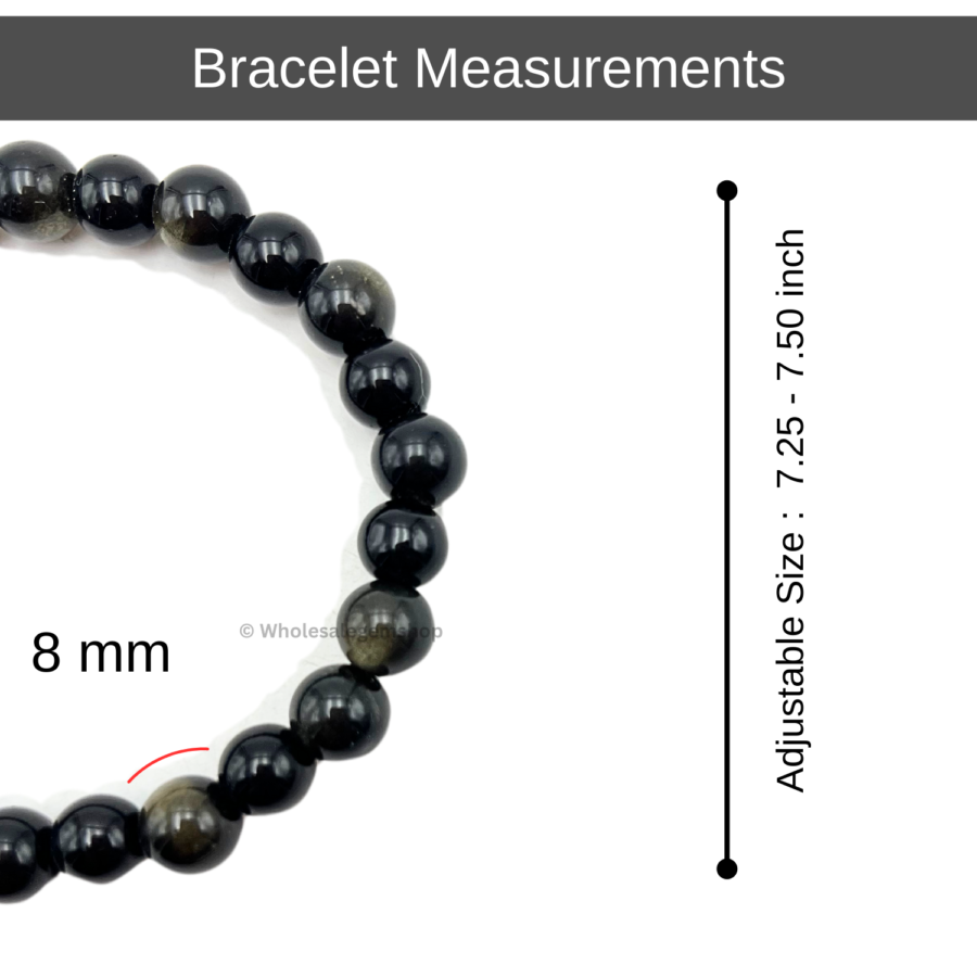 Gold Sheen Obsidian Single Stone Bracelet - Image 3