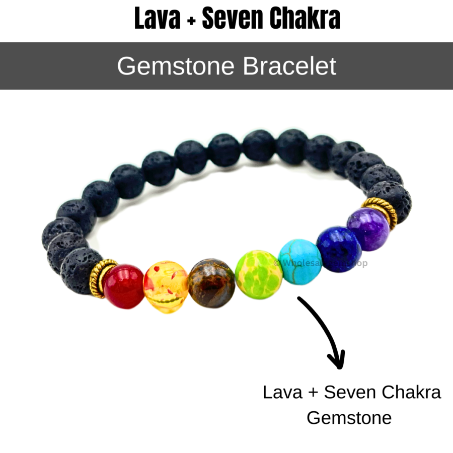 Lava + Seven Chakra Single Stone Bracelet - Image 2