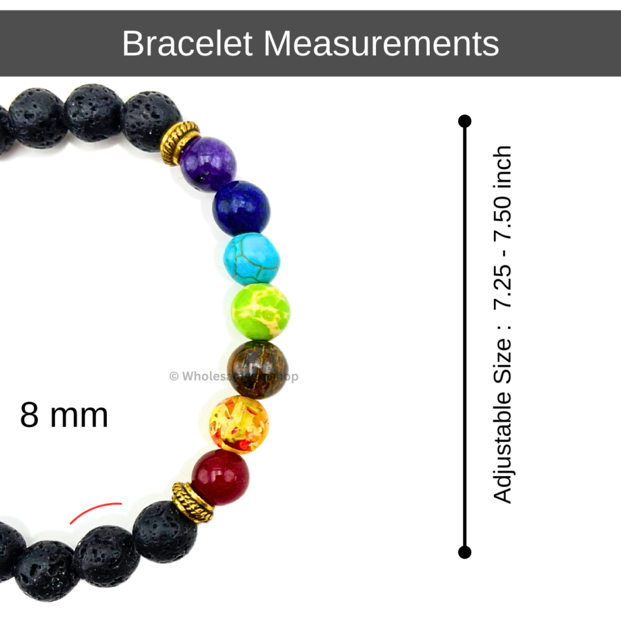 Lava + Seven Chakra Single Stone Bracelet - Image 3