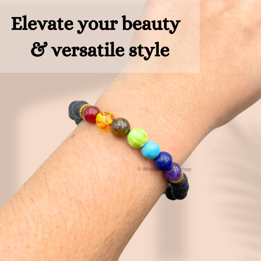 Lava + Seven Chakra Single Stone Bracelet - Image 5