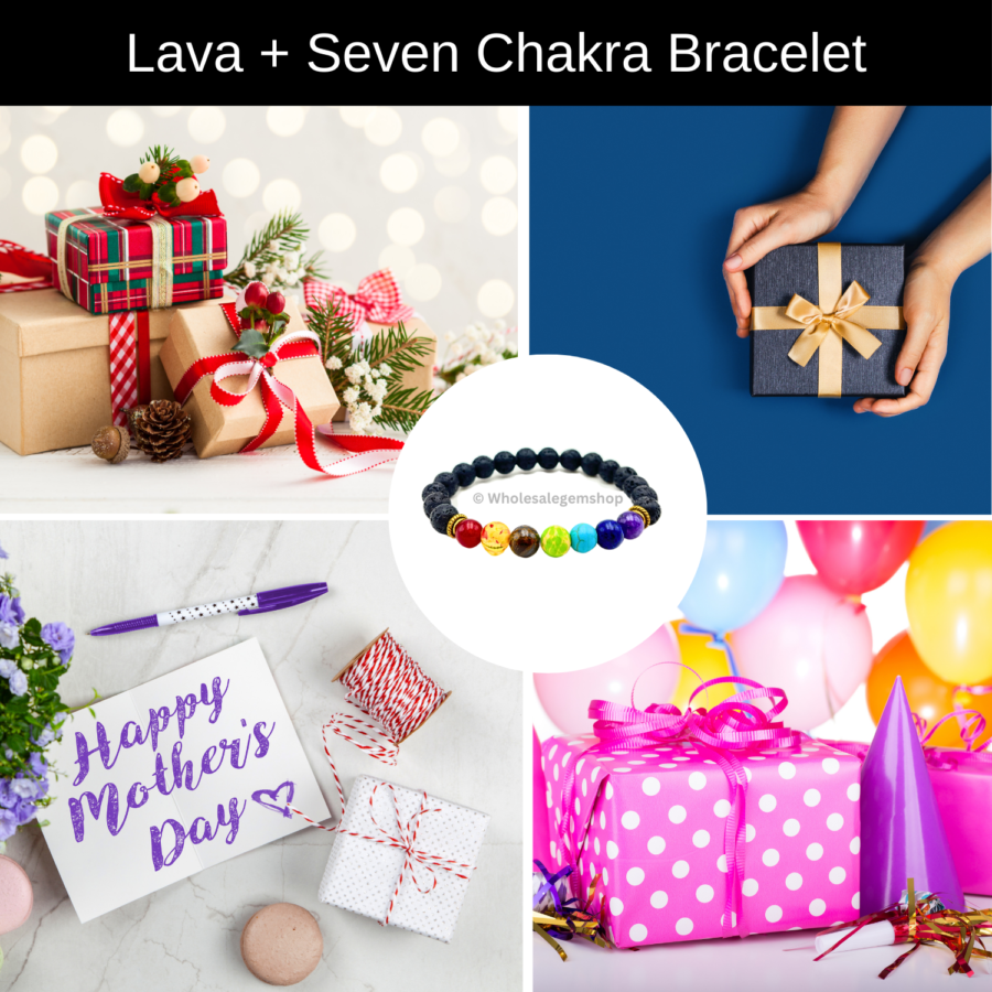 Lava + Seven Chakra Single Stone Bracelet - Image 7
