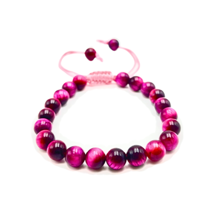 Pink Star Tiger Cats Eye Single Stone Dori Bracelet