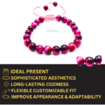 Pink Star Tiger Cats Eye Single Stone Dori Bracelet - Image 4