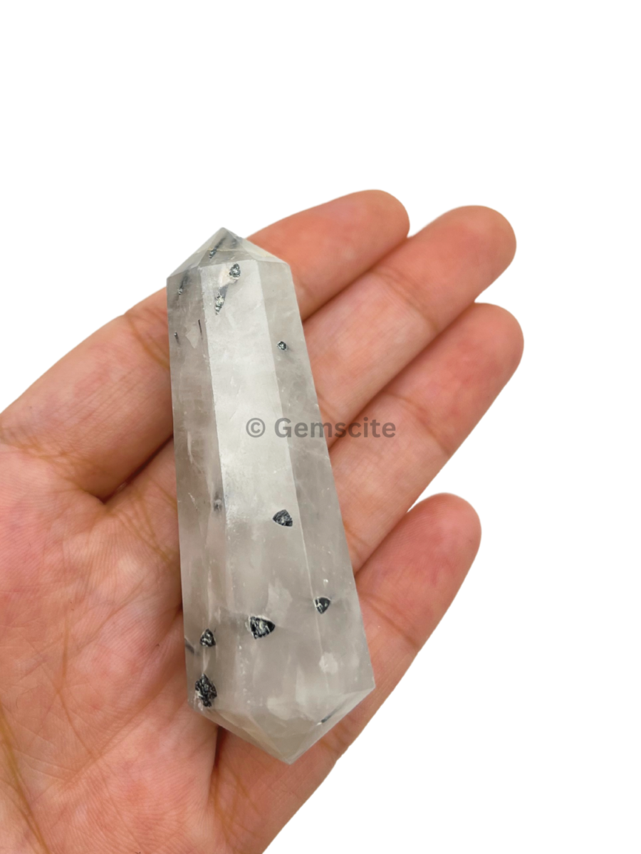 Black Rutilated Quartz Double Point Tower-3 inch