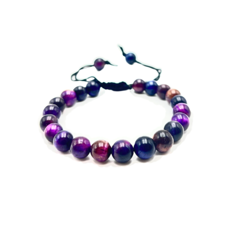 Purple Star Tiger Cats Eye Single Stone Dori Bracelet