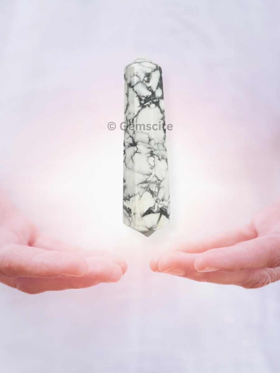 Howlite Double Point Tower-3 inch - Image 9