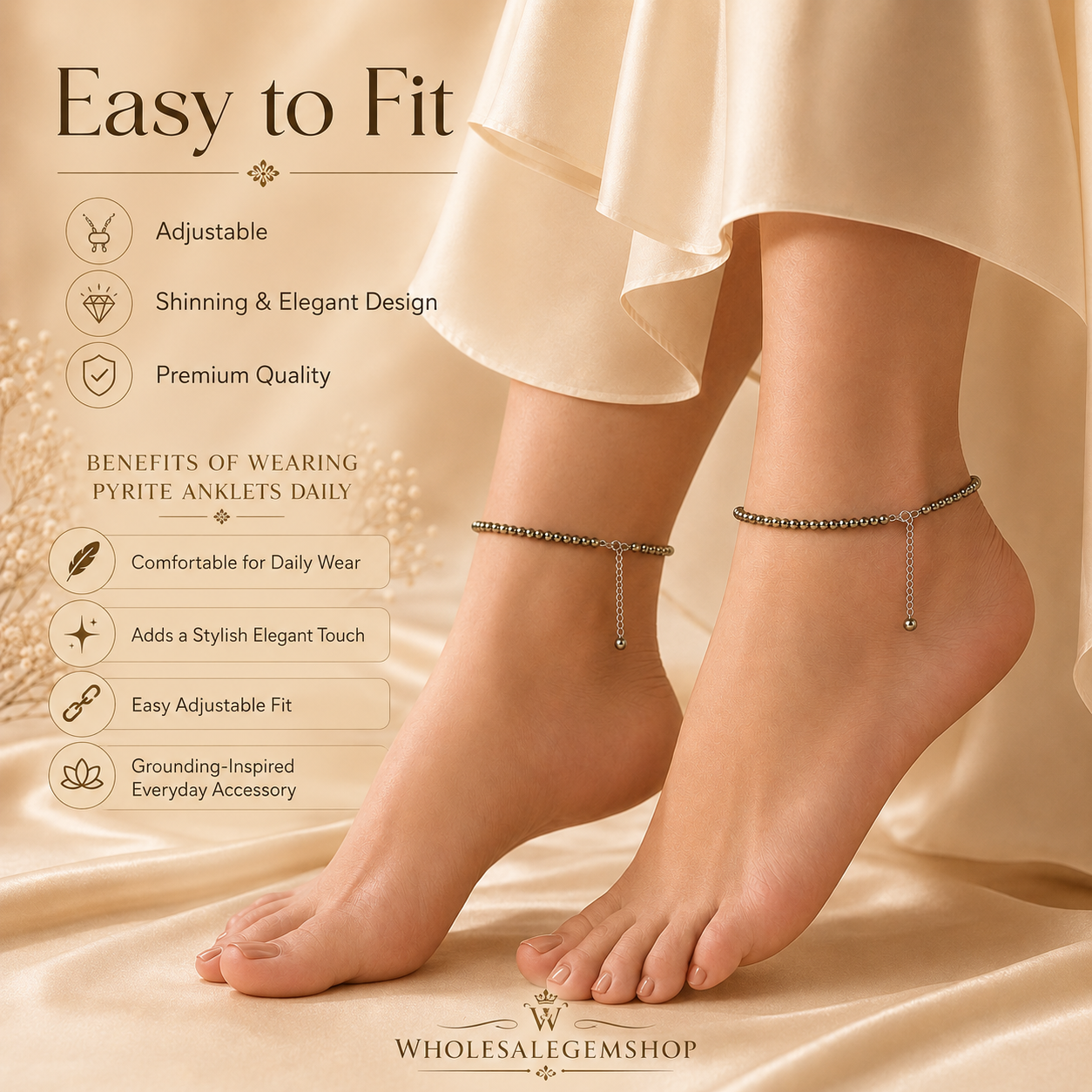 Raw Pyrite Anklet - Image 2