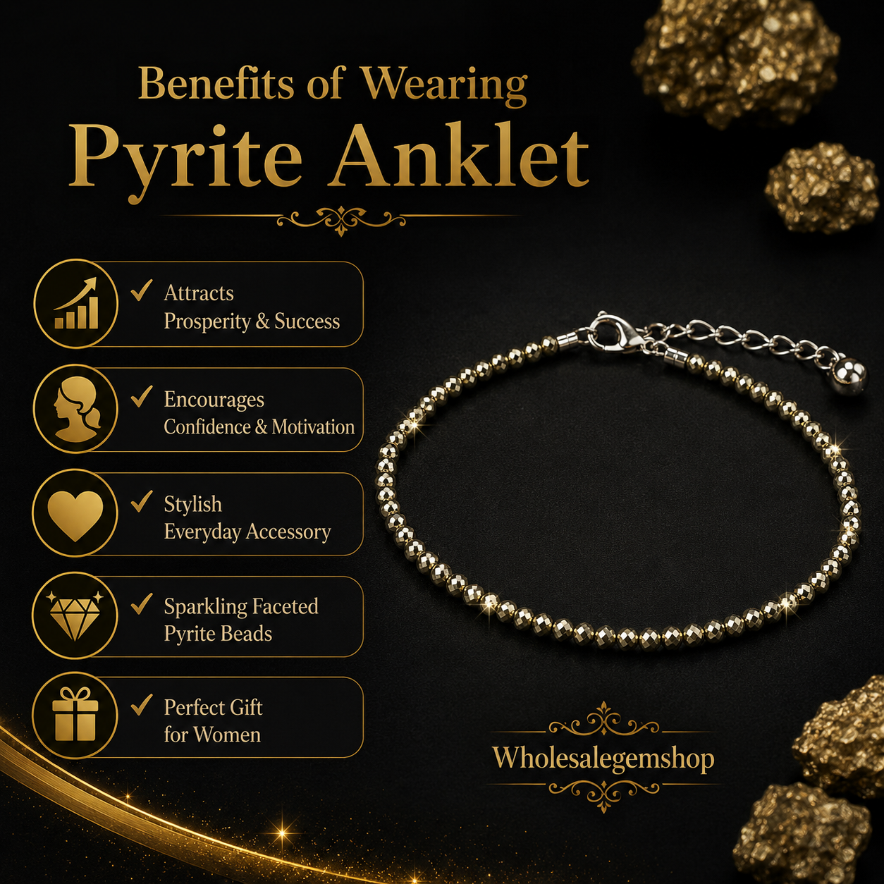Raw Pyrite Anklet - Image 4