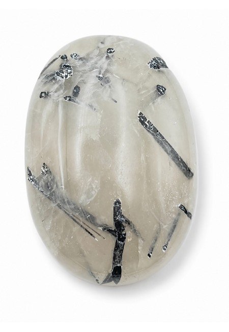 Black Rutilated Quartz Palm Stone