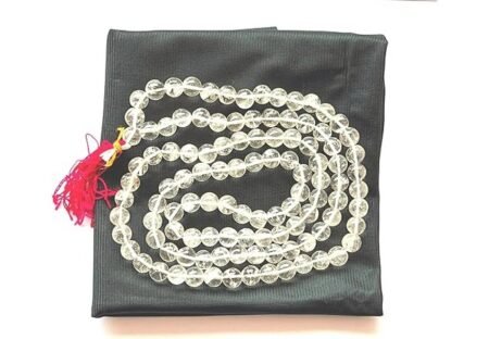 CRYSTAL QUARTZ RARE HIMALAYAN ICE NIRVANA QUARTZ 8 MM 108 BEADS PRAYER JAPA MALA NECKLACE