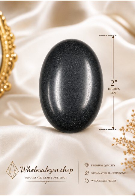 Black Tourmaline (Natural) Palm Stone - Image 4