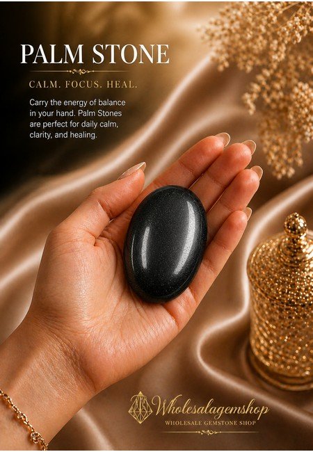 Black Tourmaline (Natural) Palm Stone - Image 5