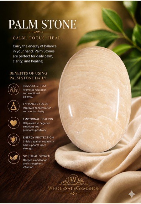 Cream Moonstone Palm Stone - Image 3