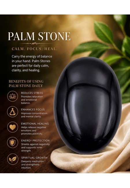 Black Obsidian Palm Stone - Image 3