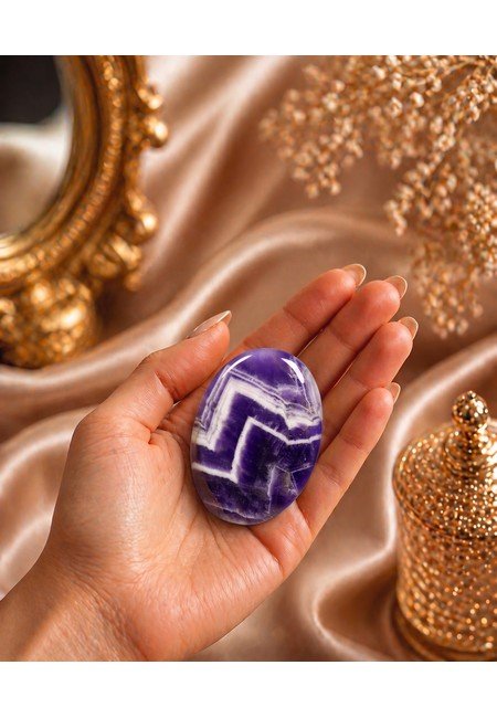 Amethyst Chevron Palm Stone - Image 3
