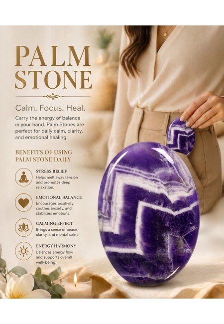 Amethyst Chevron Palm Stone - Image 5
