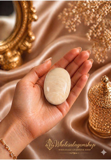 Cream Moonstone Palm Stone - Image 4