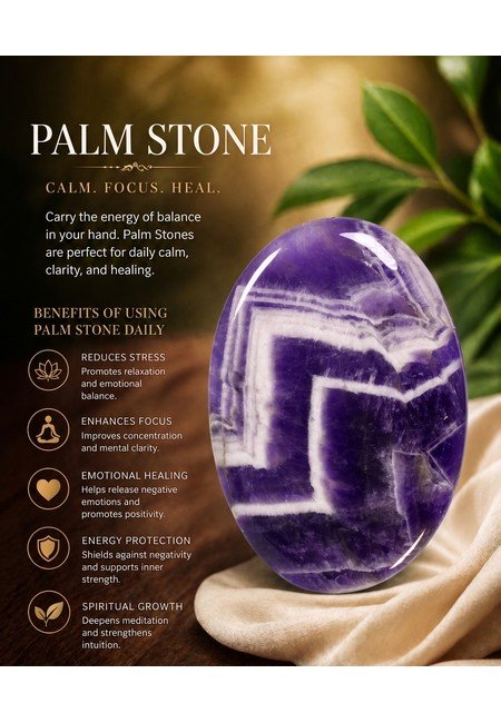 Amethyst Chevron Palm Stone - Image 4
